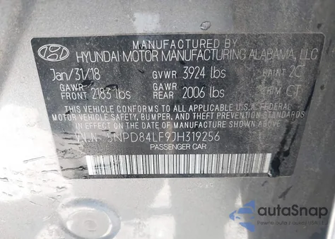 2018 Hyundai Elantra Value Edition z USA, uszkodzony, nr VIN 5NPD84LF9JH319256